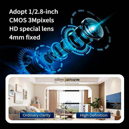 Indoor Pan/Tilt Home Security Camera 2K 3MP, 360 Degree Wired & Wireless WiFi Webcam/Monitor for Baby/Elder/Nanny with Night Vision & Phone App (128G SD Card), 2 Way Audio, Cloud & SD Card Storage