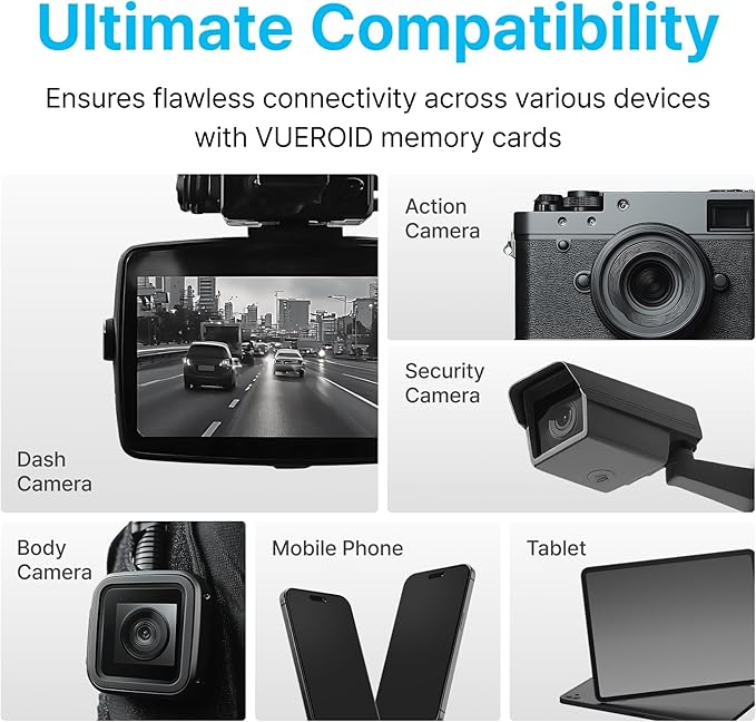 64GB Dashcam Pro microSD Card with Reader Adapter, C10, V30, UHS-I, Class 10, A1, High Speed Memory Card for 4K UHD Video, Read Speed up to 100 MB/s microsdxc