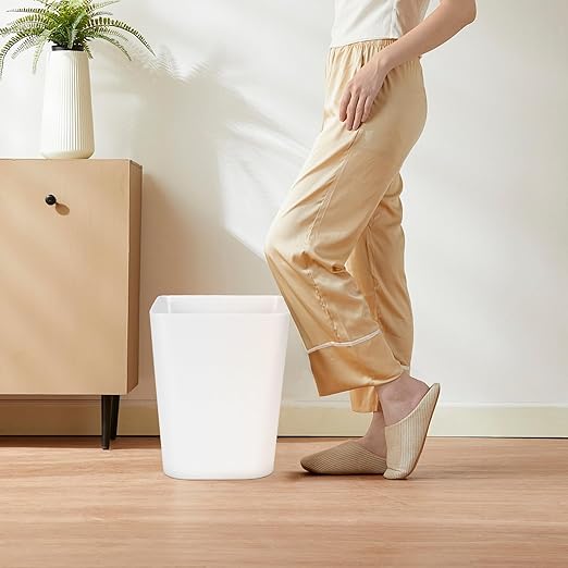 Trash Can - Small Waste basketbin - 1.8 Gallon- for Office,Home,Bathroom,Kitchen - White