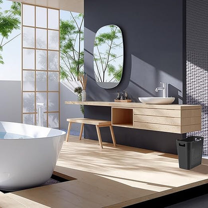 Cute Small Black Trash Can Wastebasket 2.9 Gallon Plastic Garbage Can Waste Basket for Narrow Spaces Bathrooms Laundry Room Kitchens Offices Kids Rooms (Black)