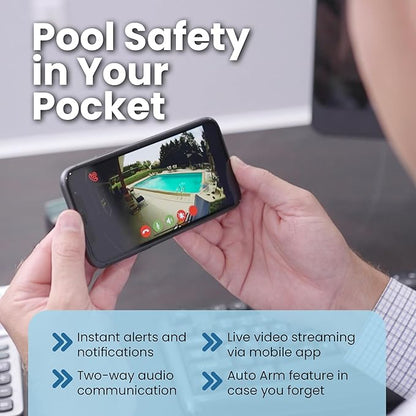 SwamCam Pool Alarm Wi-Fi Camera System – ASTM F2208 Certified – Smart Pool Safety for In-ground & Above-Ground Pools – Real-Time Alerts & Live View (Camera & Repeater/Alarm Only)