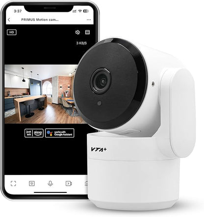 VTA+ 2K Indoor WiFi Security Camera - Motion Detection, Night Vision, Privacy Mode, Alexa/Google Compatible, Two-Way Audio, Dual-Band, 355° Rotation