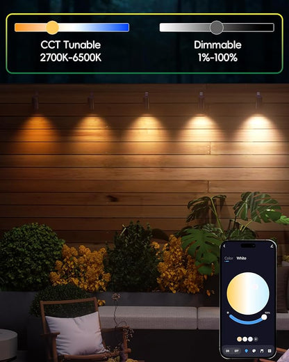 Upgraded Bluetooth MR16 RGBW Smart Bulb, 12V RGB MR16 LED Bulb Color Changing, CCT Tunable 2700K to 6500K, Dimmable with Remote and App Control for Outdoor Low Voltage Landscape Lights 2PCS