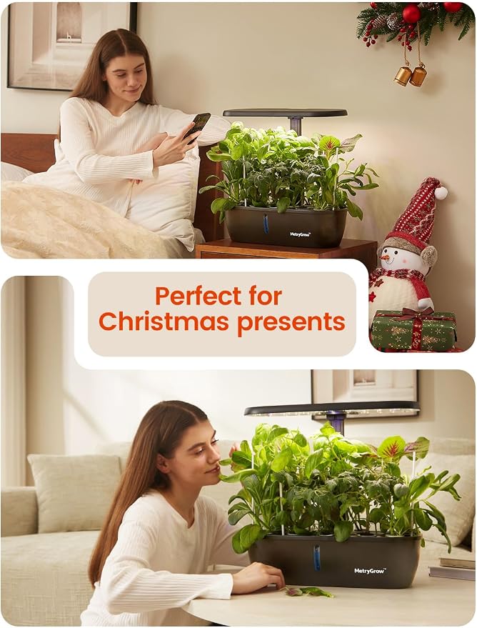 MG-15 Hydroponic Growing System Kits, Smart Indoor Garden with 24W Grow LED Light Full Spectrum, 15 Pods Herb Garden Planter Indoor Gardening for Gifts, Kitchen