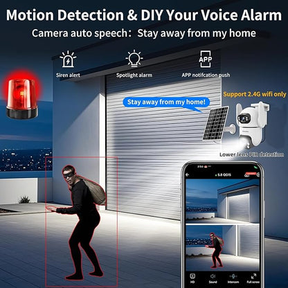 Dual Lens Security Cameras Wireless Outdoor for Home Security, 2K Ultra HD Resolution, 2.4GHz WiFi, 2-Way Audio, Color Night Vision, Motion Detection, PTZ 360 Coverage, No Monthly Fee, IP65 Waterproof