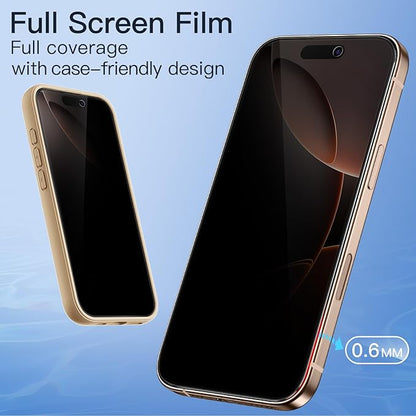 JETech Privacy Full Coverage Screen Protector for iPhone 16 Pro Max 6.9-Inch, Black Edge Anti-Spy Tempered Glass Film with Easy Installation Tool, Case-Friendly, 2-Pack