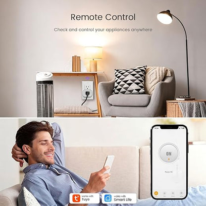 Smart Plug, 10A WiFi Smart Plugs Compatible with Alexa & Google Home | Smart Outlet Timer with APP Remote Control, 2.4GHz Wi-Fi Only, No Hub Required, ETL FCC Listed, White
