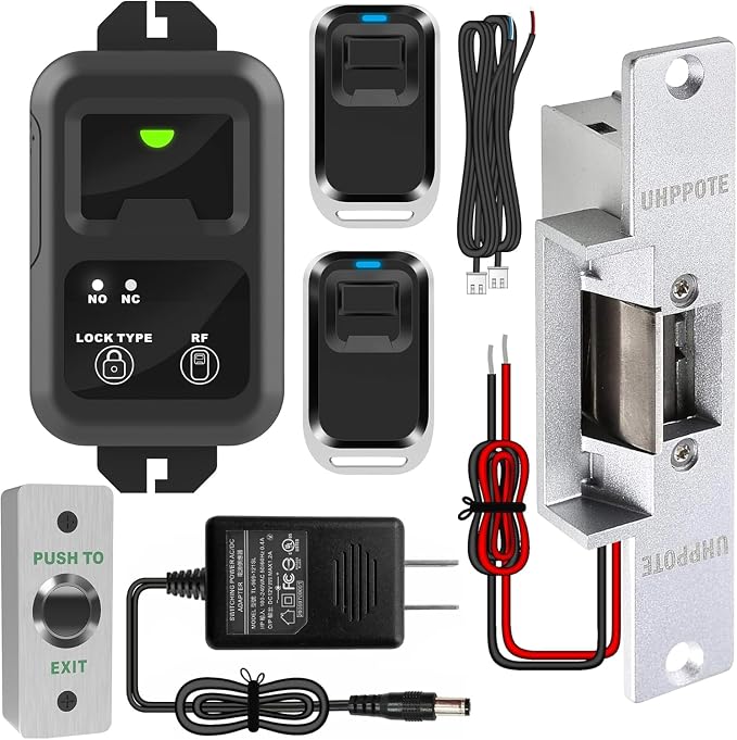 UHPPOTE RF Wireless Remote Access Control with Electric Strike Door Lock | 12V Fail-Secure Striker for Retail Store, Warehouse, Hidden Room