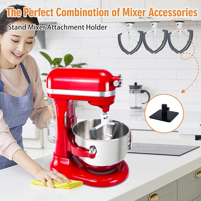 4 Pack Stand Mixer Attachment Holders Compatible with Kitchenaid Mixer Accessories (Black)