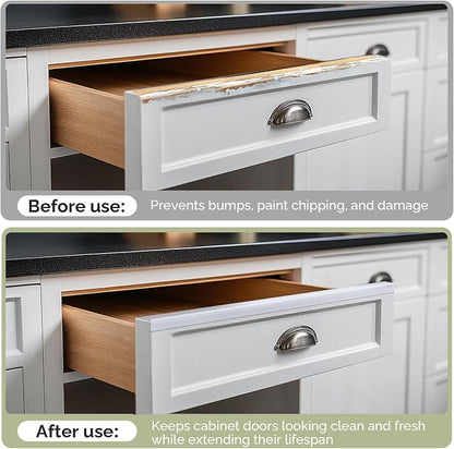 Magicheap 18"Length Cabinet Door Protector, 3/4"Thick, Transparent, 10 PCS | Snugly Fit, Flexible Slip-On, Plastic Cabinet Edge Guard Bumpers, Edge Protectors to Prevent Wear Chipping Discoloration