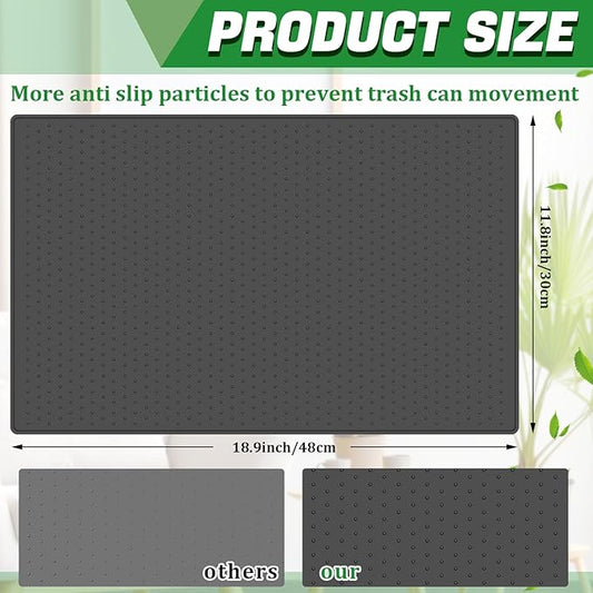 Tinideya Waterproof Trash Can Mat with Raised Edge Non Slip Under Garbage Mat Trash Can Pads Protective Silicone Rubber Tray for Kitchen to Avoid Spills Floor Scratches(Black,11.8" X 18.9")