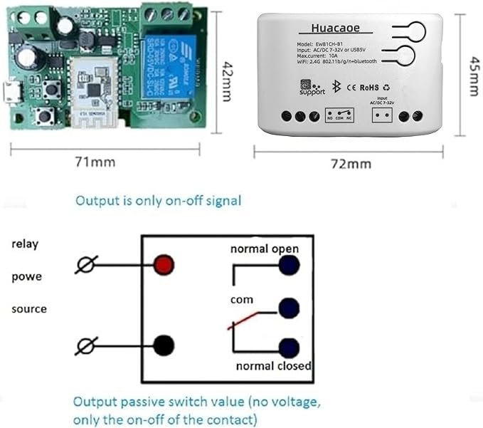 EWeLink 1CH 7-32V Smart Switch,Self-Locking Relay Switch,Mobile Phone Remote Control Remote APP On-Off Module, Timing/Delay, Compatible with Alexa Google