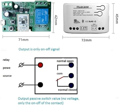 EWeLink 1CH 7-32V Smart Switch,Self-Locking Relay Switch,Mobile Phone Remote Control Remote APP On-Off Module, Timing/Delay, Compatible with Alexa Google