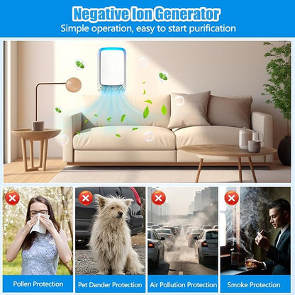 4PCS Plug In Air Purifier, Negative Ion Air Purifier, Quiet Operation Air Ionizers for Home, Office, Basement, Portable Air Freshener for Pets Odor, Smoke, Dust