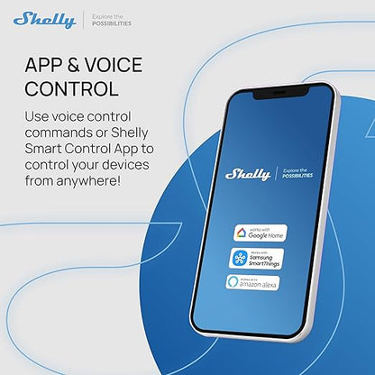 Shelly 1 Gen3, WiFi & Matter Smart Relay Switch with Dry Contacts, 1-Channel 16A, Alexa, Home Assistant, SmartThings & Google Home Compatible, DIY Smart Automation, Garage Door Opener, No hub required