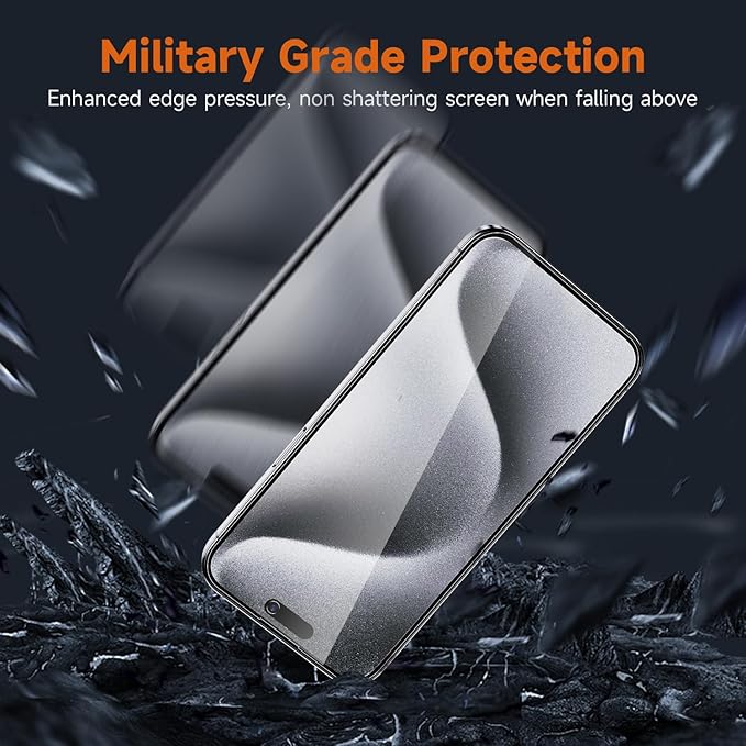 3-Pack for Privacy Screen Protector for iPhone 15 Pro Max / 15 Plus 6.7 inch, Sensor Protection,9H Full Coverage Screen Tempered Glass Anti-Spy No Bubbles Case Friendly