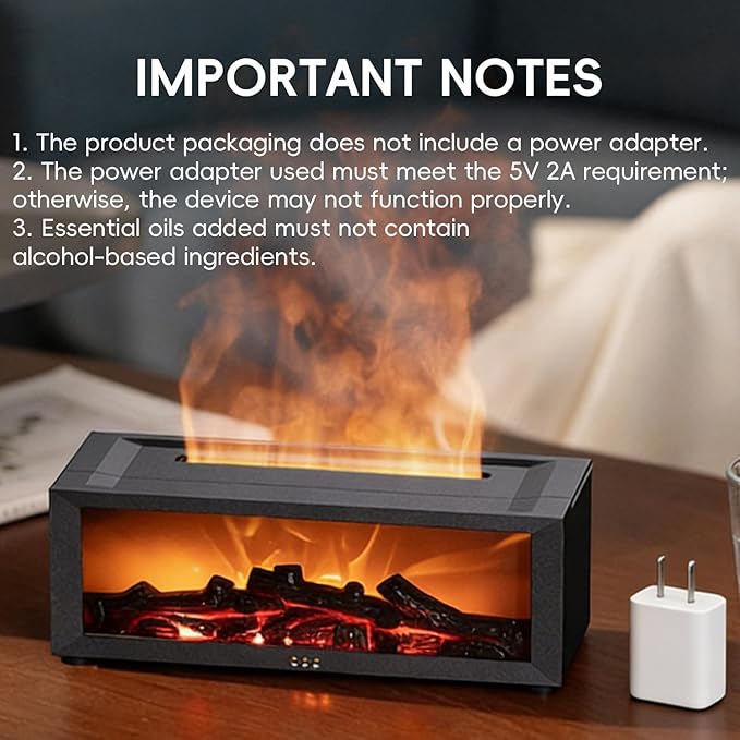 YALEDI Essential Oil Diffuser, 7 Colors Fireplace Flame Fire Oil Diffuser, 150ml Ultrasonic Aromatherapy Humidifier, Scent Diffuser with Remote Control & Timer for Home,Bedroom,Office,Yoga (White)