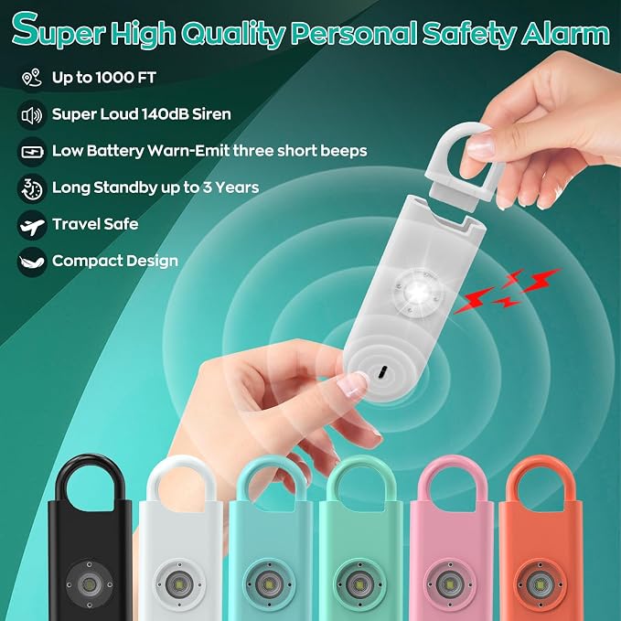 Fauxomor 140dB Personal Safety Alarm for Women 3pack Self Defense Keychain
