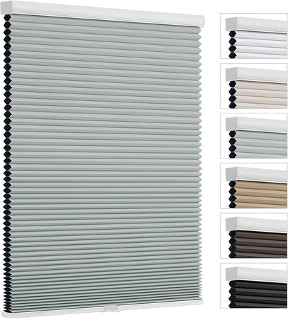 Changshade Custom Blinds Cellular Shades Blackout Cordless for Indoor Windows, Honeycomb Blind Room Darkening Black Out Shade for Bedroom, Bathroom, Nursey, Heat Light Blocking Easy Install, Grey