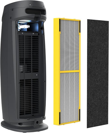 GermGuardian HEPA Air Purifier for Home, Large Rooms Up To 743 Sq. Ft. with HEPA PURE Air Filter, Air Quality Monitor & UV-C Light, AC4880G, 22" Tower, Graphite