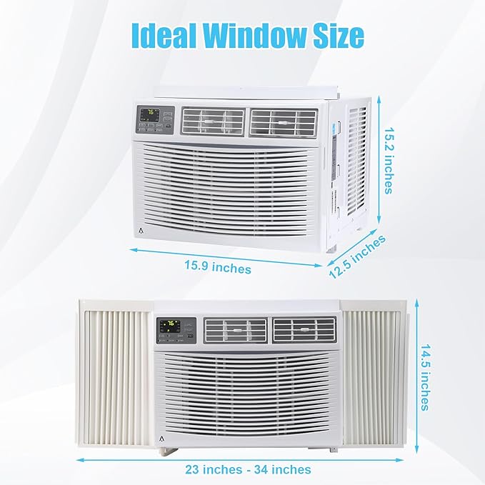 12000 BTU Window Air Conditioner, Smart WiFi AC Unit with Remote & App Control, Heavy Duty Cooling for Large Rooms up to 550 Sq. Ft., Energy Saving Mode, 4-Way Air Direction, White