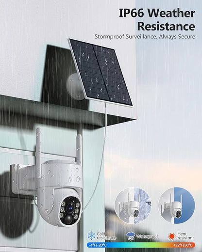 Gianteye 2K Solar Security Cameras Wireless Outdoor, 5G&2.4GHz Cameras for Home Security, Outdoor Security Camera, Color Night Vision, PTZ Human Detection, 2 Packs