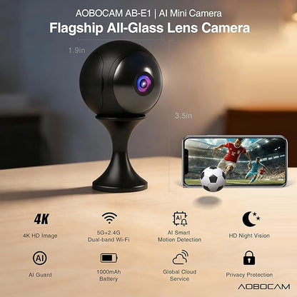 2026 Upgraded Indoor Camera Wireless-4K Mini Nanny Cam Spy Hidden Camera,Dual-Band WiFi(2.4G&5G),AI Motion Detection,Night Vision,Local Cloud Storage Security Camera for Baby,Pet Monitoring-Video Only
