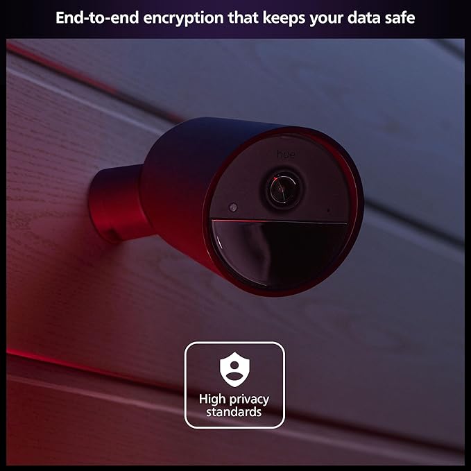 Philips Hue Secure Battery Camera 1-Pack, 1080P Resolution, Monitoring, Notifications, Seamless Integration, Rechargeable, Indoor and Outdoor, White, Free 24-Hour History