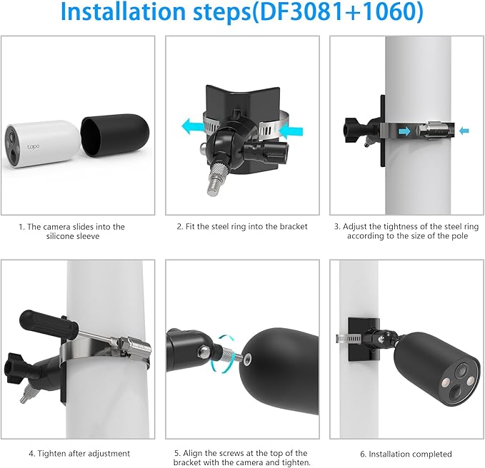 Pole Mounting Bracket & Silicone Skin Cover for TP-Link Tapo MagCam 2024 PCMag(Tapo C425) and Tapo SolarCam 2K Security Cameras