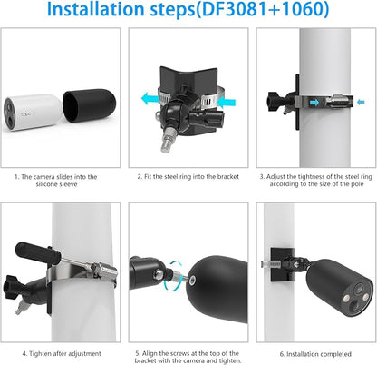 Pole Mounting Bracket & Silicone Skin Cover for TP-Link Tapo MagCam 2024 PCMag(Tapo C425) and Tapo SolarCam 2K Security Cameras