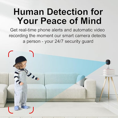 EVERSECU 2K Magnetic Security Camera for Home, Night Vision, Compact Pet Camera with Phone App, Motion Detection, 2-Way Audio, 2.4ghz WiFi Baby Monitor, Work with Alexa, Supports RTSP&ONVIF(4pack)