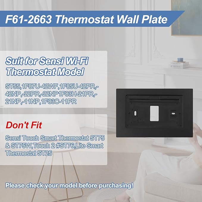 F61-2663 Wall Plate for Sen si Wi-Fi Programmable Thermostat,Smart Thermostat Trim Backplate Cover for Sensi ST55