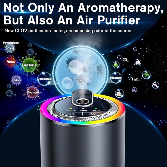 Smart Car Air Freshener Diffuser with Starry Sky Projection, 50ml/1.8OZ Perfume Car Diffuser, 6 Months Long-Lasting Fragrance, RGB Music-Sync Lights, Intelligent Auto On/Off, 3 Modes, Vanilla Cream