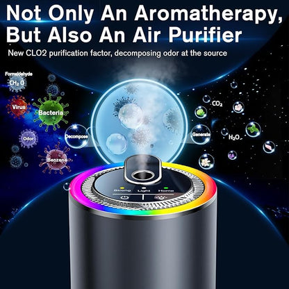 Smart Car Air Freshener Diffuser with Starry Sky Projection, 50ml/1.8OZ Perfume Car Diffuser, 6 Months Long-Lasting Fragrance, RGB Music-Sync Lights, Intelligent Auto On/Off, 3 Modes, Mahogany Coconut