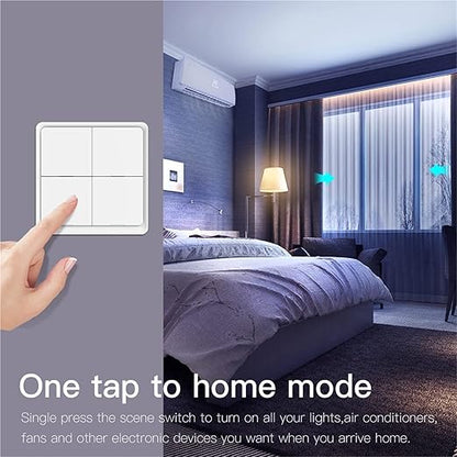 Wireless Scene Switch 12 Control Modes Handheld Push Button Setup Home Automation Smart Devices(3 Gang White Switch)
