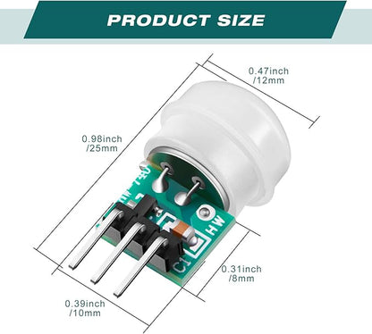 Weewooday 10 Pieces Am312 Pir Sensor Mini Pir Motion Sensor Infrared Human Body Pyroelectric Infrared Motion Module 2.7v to 12v