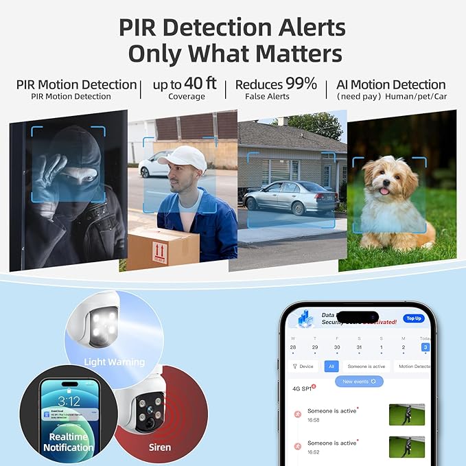 4MP Solar Security Camera, WiFi Camera for Home Security System, Battery Powered Cam, WiFi 6, PIR, Wireless Home Security Camera Outdoor, Night Vision, IP65, Local & Cloud Storage