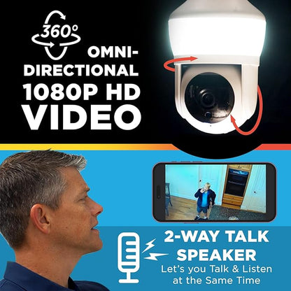 Pro Security Camera with 80 Watt Equivalent LED Light, Two Way Talk, HD Video WiFi Smart Camera, Perfect for Indoor Outdoor Night Vision Motion Detection