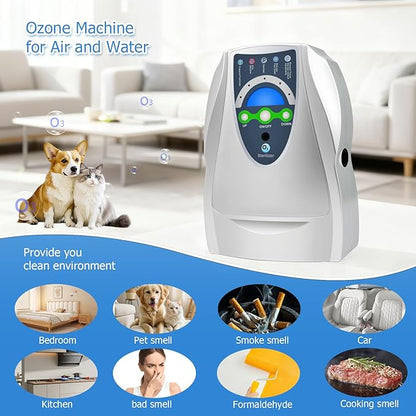 Ozone Machine Generator,Multipurpose Water Ozonator with Timer for Air,Water,Food,Home,Room,Car