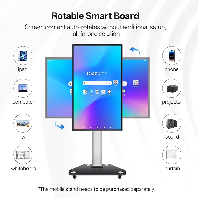 JAV Smart Board 43 Inch,Electronic Interactive Smartboard for Classroom Office Home, Screen Mirroring from Android OS Board for Presention Annotation Live Streaming (Wall Mount Included)