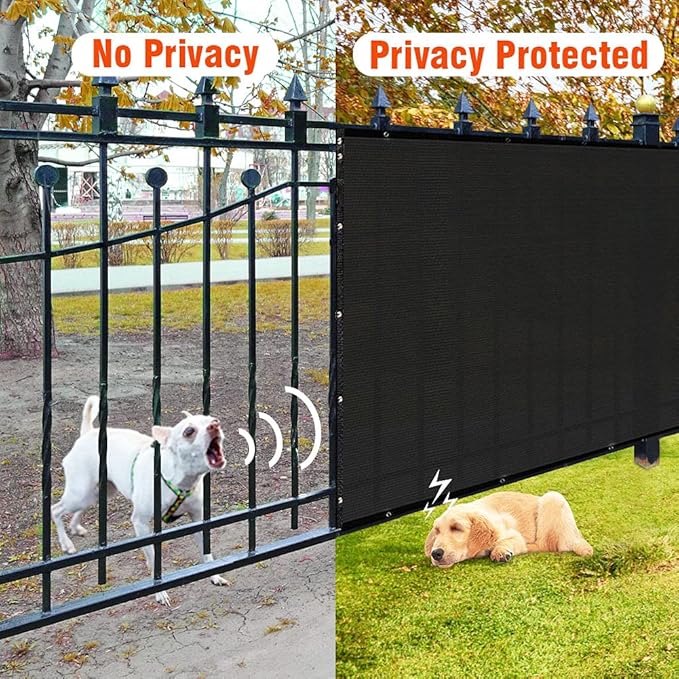 iCover 5x50ft Privacy Screen Fence, Outdoor Fencing Panels, Garden Windscreen Mesh Shade Sail Net Barrier, Include Reinforced Bindings and Brass Grommets Cable Zip Ties, Black