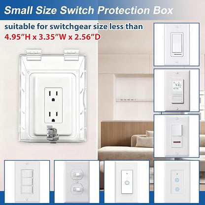 Smart Home Switch Cover,Baby Proof Light Outlet Covers,Wall Plug Box,Kids Electrical Protector Box Fits Outlet 4.95" H X 3.35" W X 2.56" D or Smaller