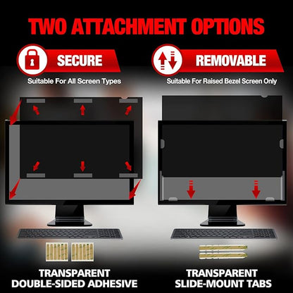 Computer Privacy Screen Filter for 27 Inch 16:9 Widescreen Monitor, Anti-Spy/Anti Glare Protector Office Accessories - WxH: 23 9/16" x 13 1/4" (598mm x 337mm) (Not for 27" 16:10)
