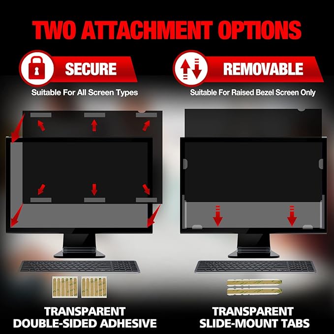 Computer Privacy Screen Filter for 22 Inch 16:10 Widescreen Monitor, Anti-Spy/Anti Glare Protector Office Accessories - WxH: 18 11/16" x 11 11/16" (475mm x 298mm) (Not for 22" 16:9)