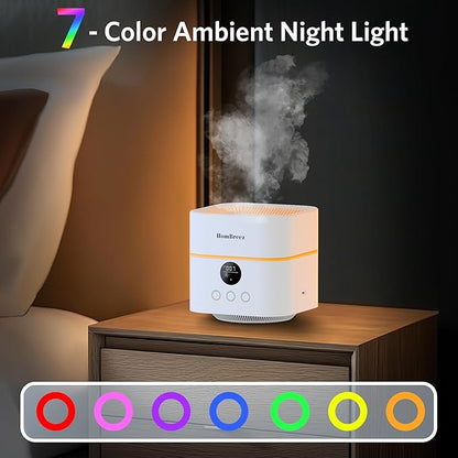 Air Purifier and Humidifier Combo for Bedroom, Covers Up to 200ft², H13 True HEPA Filter, 400ML Water Tank, Quiet Cool Mist Top Fill Essential Oil Diffuser for Baby, Pet Room, APP Control