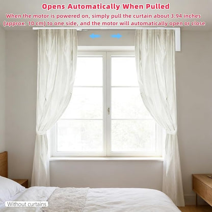 Electric Curtain Track, Retractable Motorized Curtains Rod From 7-10.5ft, Automatic Curtain Opener with Smart/Manual Control, Smart Curtains System for I-Rrail and U-Rail (For 7-10.5ft)