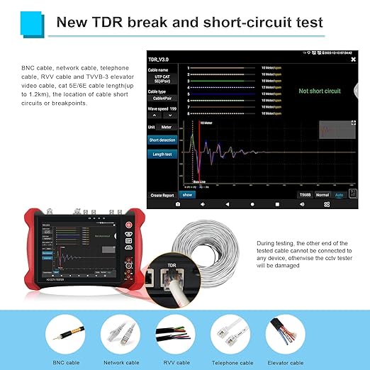 8K 32MP IP Camera Tester with PoE, WANLUTECH CCTV Tester 90W Power Output PoE Camera Test 8MP SDI TVI CVI AHD CVBS Camera Test TDR Cable Test DMM OPM VFL WiFi Network Tools HDMI (X9-MOVTADHS Pro)