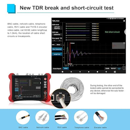 8K 32MP IP Camera Tester with PoE, WANLUTECH CCTV Tester 90W Power Output PoE Camera Test 8MP SDI TVI CVI AHD CVBS Camera Test TDR Cable Test DMM OPM VFL WiFi Network Tools HDMI (X9-MOVTADHS Pro)