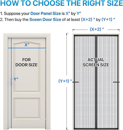 Heavy Duty Door Screen Magnetic Closure, LOVIGA Thickened Fiberglass Screen Door Mesh, Self Sealing, Tear Resistant, Easy Assemble, Fine Mesh Keep Bugs Out Fit Door Size 46 Inch X 79 Inch Black