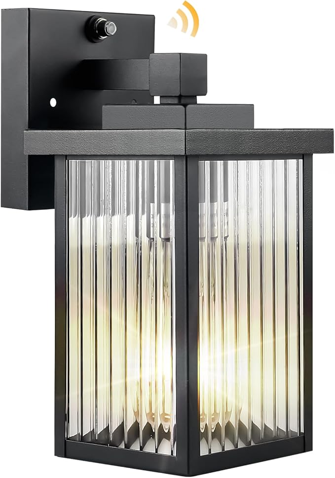 Dusk to Dawn Outdoor Wall Light Fixture, Waterproof Exterior Porch Light with Tempered Glass for House Front Door Garage Patio